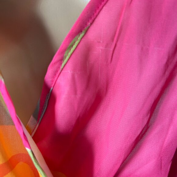 Womens Maxi Dress‎ XXL Bright Pink Floral Tropical Print Long-Sleeve Maxi - Picture 4 of 9